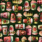 Robert Kaufman Frosted (Cups Green) - Patchwork and Quilting Fabric from Brown's Craft Shed (Tags: Fabric christmas festive green holly multi novelty plaid playful poinsettia red Robert Kaufman snowman whimsical )