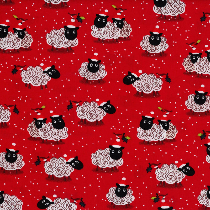 Kennard & Kennard Red Sheep - Patchwork and Quilting Fabric from Brown's Craft Shed (Tags: Fabric animal animals Black christmas novelty playful red sheep whimsical white )