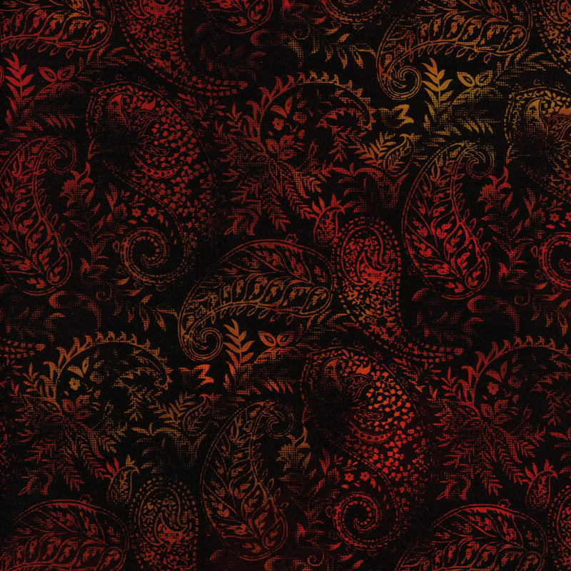 In The Beginning Fabrics - Seasons by Jason Yenter - Patchwork and Quilting Fabric from Brown's Craft Shed (Tags: Fabric autumn dramatic elegant Floral gold Jason Yenter nature orange paisley red Seasons warm tones )