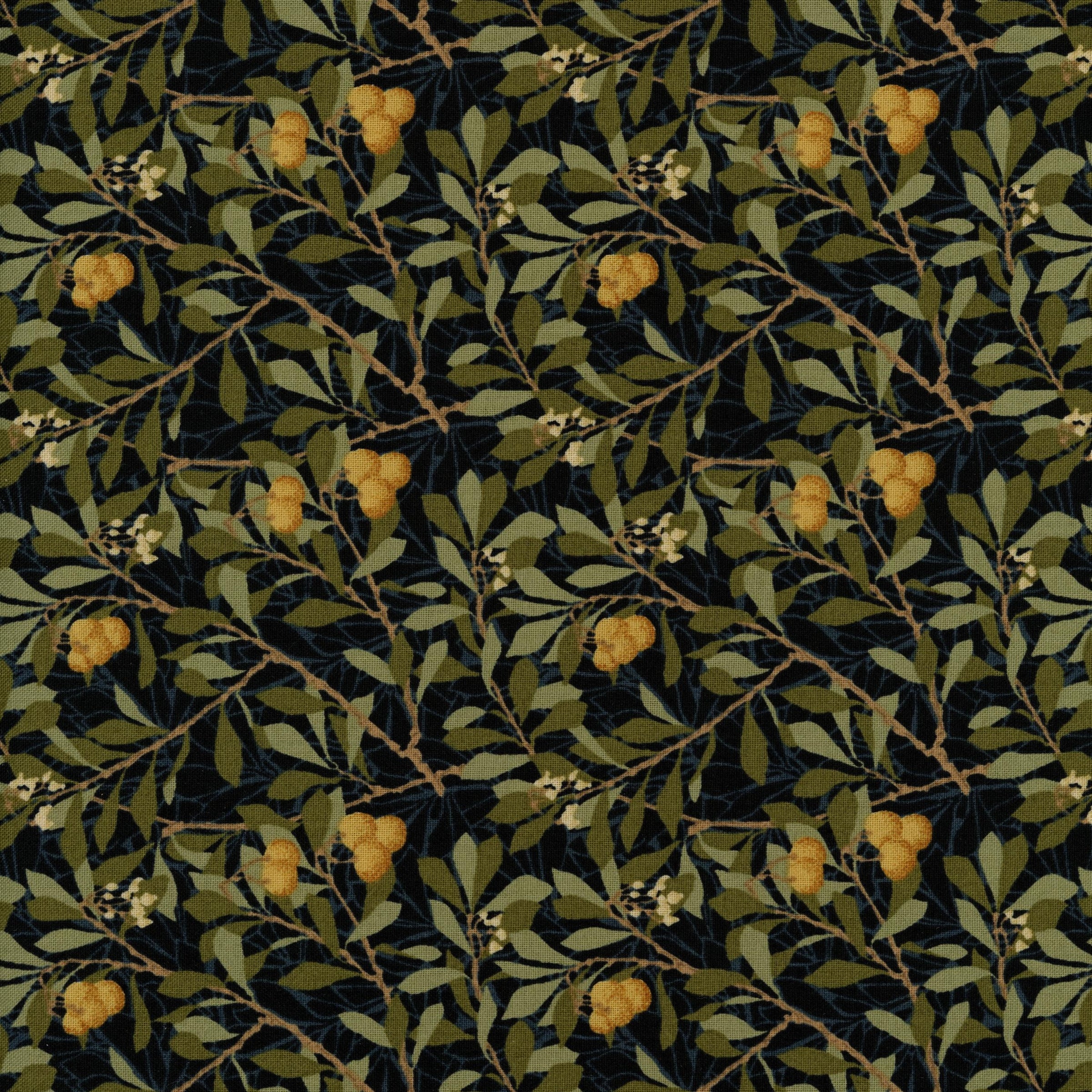 Moda Morris Meadow by Barbara Brackman - Patchwork and Quilting Fabric from Brown's Craft Shed (Tags: Fabric autumn Barbara Brackman botanical Floral fruit garden golden green Moda Morris Meadow multi nature navy patterns plants rustic vines William Morris style )
