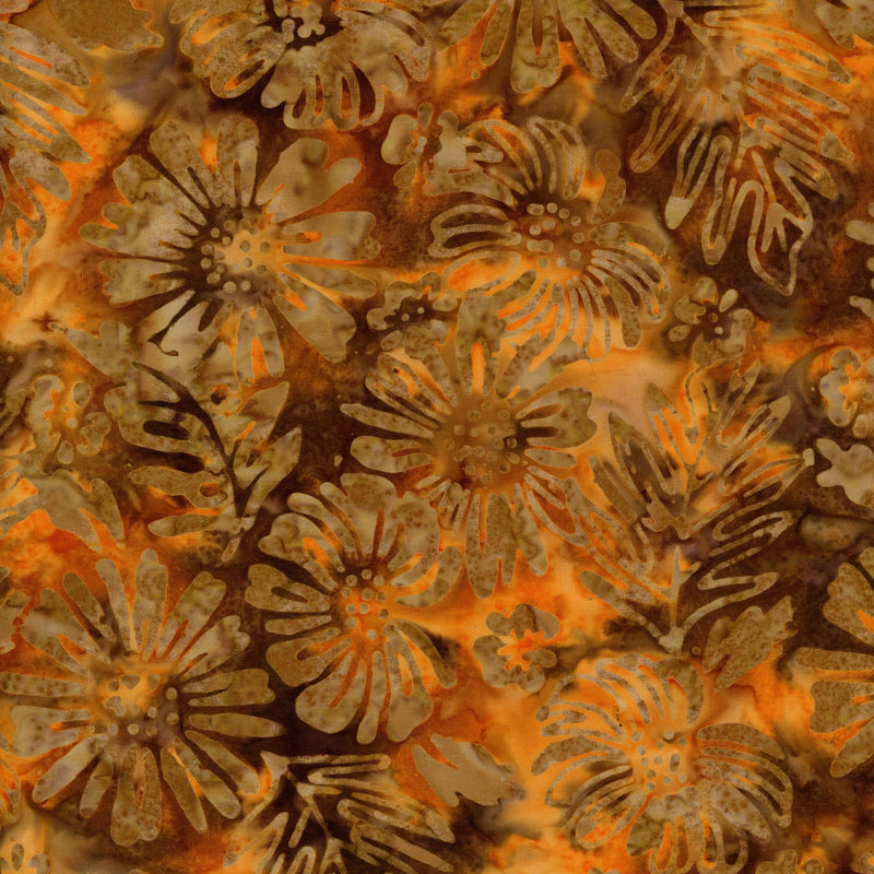 Banyan Batiks - Tuscan Terrace - Patchwork and Quilting Fabric from Brown's Craft Shed (Tags: Fabric autumn Banyan Batiks batik blender Brown earthy tones Floral flowers garden gold nature orange rustic textures warm tones )