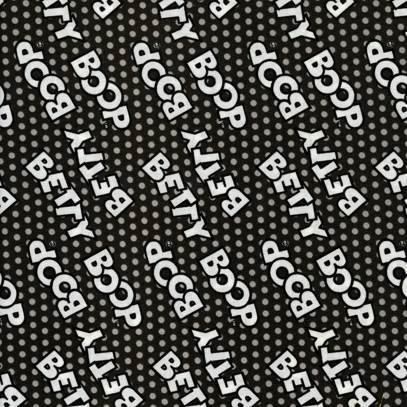TEMPLATE PRODUCT - REGULAR (Copy) - Patchwork and Quilting Fabric from Brown's Craft Shed (Tags: Fabric Betty Boop bold Camelot Fabrics cartoon characters grey novelty playful polka dots pop culture text print vintage white )