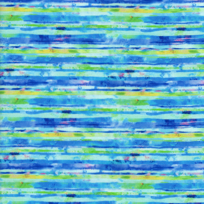 Oasis Fabric Designs Blue Wildflower Stripes