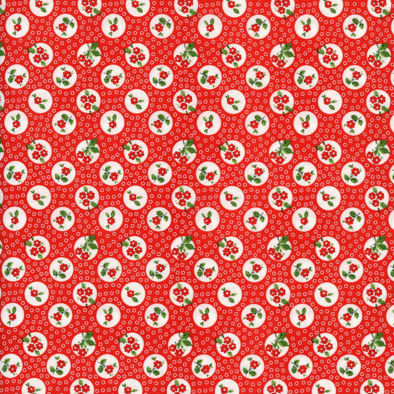 Melbourne Fabric - Flower Market by Poppie Cotton (Red) - Patchwork and Quilting Fabric from Brown's Craft Shed (Tags: Fabric Floral Flower Market flowers garden playful polka dots Poppie Cotton red Spots vintage whimsical white )