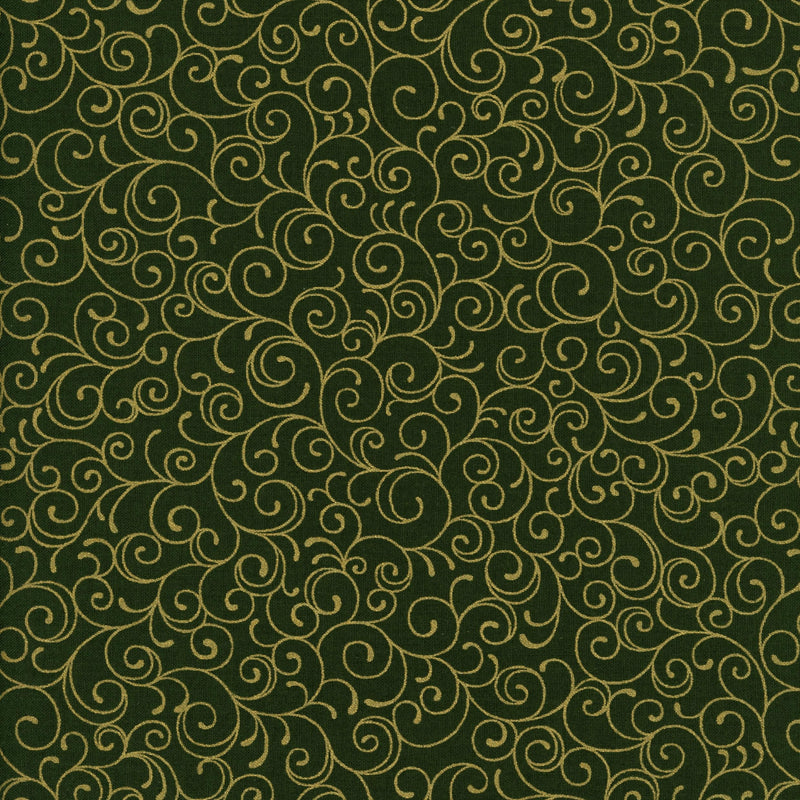 Moda Merry Manor Metallic - Patchwork and Quilting Fabric from Brown's Craft Shed (Tags: Fabric gold green Merry Manor metallic Moda scrollwork )