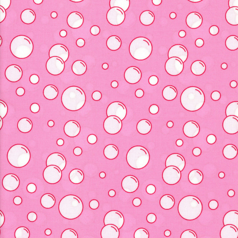 Ella Blue The Cat's Pyjamas by Jodie Carleton - Bubblegum - Patchwork and Quilting Fabric from Brown's Craft Shed (Tags: Fabric bubbles children cotton novelty patterns pink playful quilting valentines day )