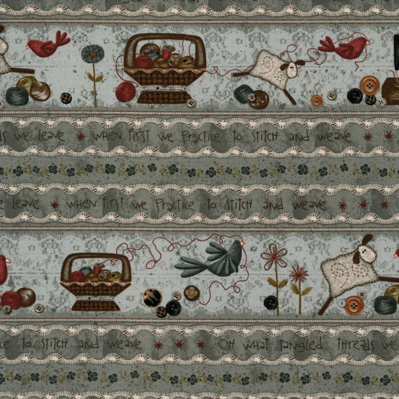 Red Rooster Fabrics Tangled Threads by Terri Degenkolb - Patchwork and Quilting Fabric from Brown's Craft Shed (Tags: Fabric animals birds blue grey novelty patterns rustic sewing whimsical )
