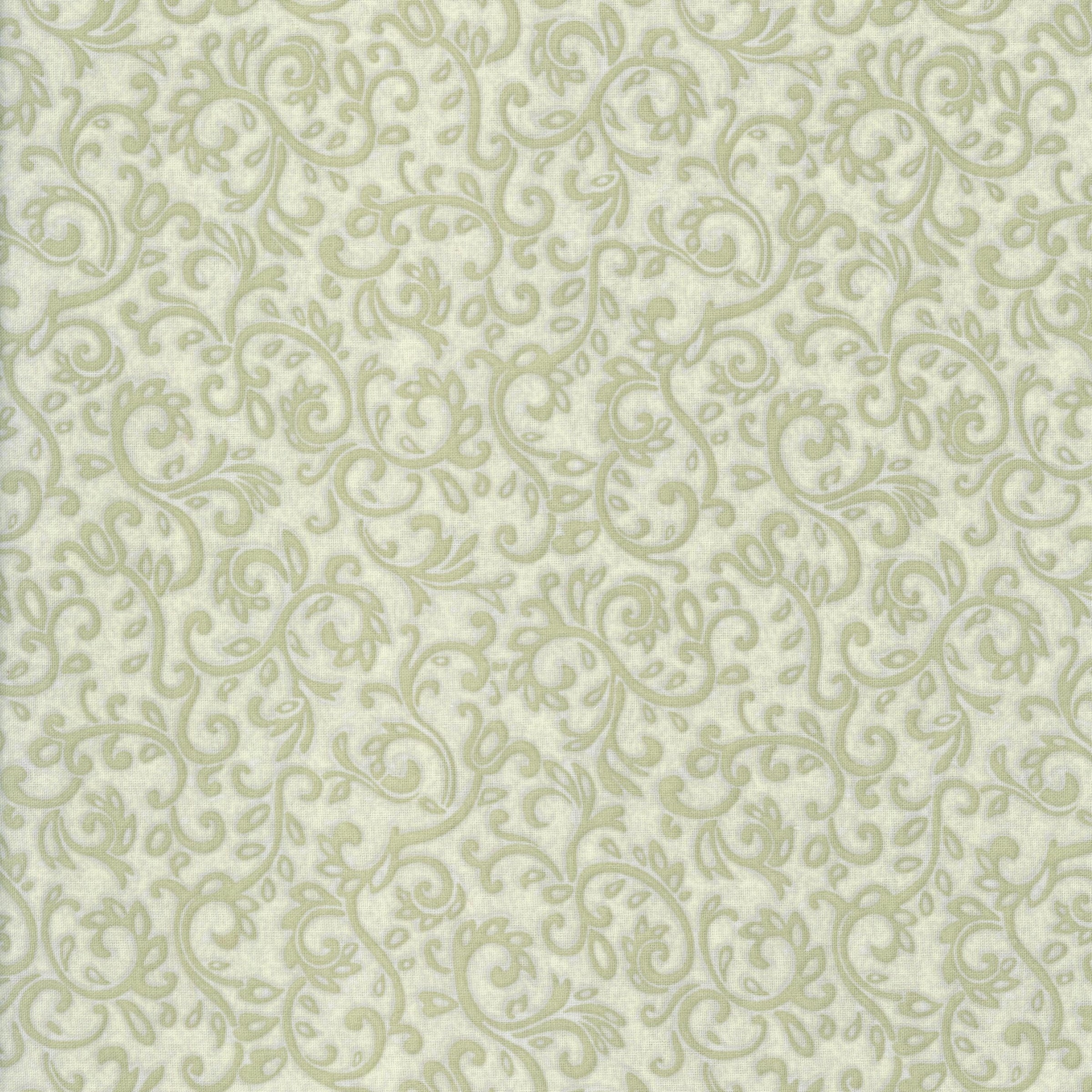 Lloyd Curzon Impressions Scroll - Patchwork and Quilting Fabric from Brown's Craft Shed (Tags: Fabric blender blenders classic cream elegant Floral green Impressions Lloyd Curzon Neutral patterns scroll textures vines )