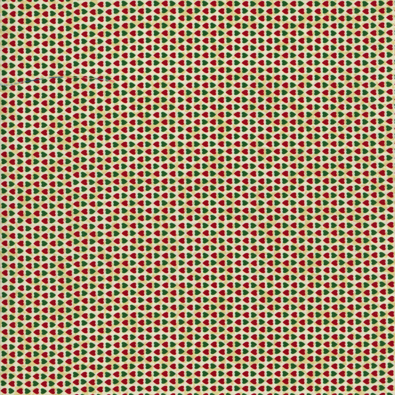 Nutex - Christmas Traditions by Lynette Anderson (Hearts) - Patchwork and Quilting Fabric from Brown's Craft Shed (Tags: Fabric christmas traditions cream festive green hearts holiday Lynette Anderson novelty Nutex red seasonal )
