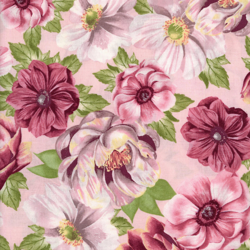 Robert Kaufman Garden Studies - Spring - Patchwork and Quilting Fabric from Brown's Craft Shed (Tags: Fabric blush Floral garden green nature pastel pink plants spring )
