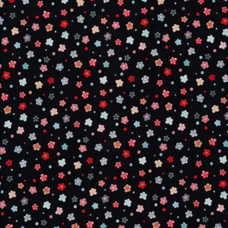 Makower Uk The Henlay Studio - Sakura Ditzy Flower - Patchwork and Quilting Fabric from Brown's Craft Shed (Tags: Fabric Black blue craft cream ditsy Floral multi pastel patterns pink quilting red sakura whimsical )