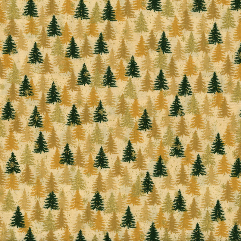 Stof Fabrics We Love Christmas - Golden Forest - Patchwork and Quilting Fabric from Brown's Craft Shed (Tags: Fabric christmas cream festive forest gold green holiday nature novelty seasonal Stof Fabrics trees )