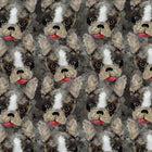 3 Wishes Fabric Connie Haley Raise The Woof Grey - Patchwork and Quilting Fabric from Brown's Craft Shed (Tags: Fabric 3 Wishes Fabric animal art print bulldog collage Connie Haley dogs faces grey novelty patchwork pet playful quilting whimsical )