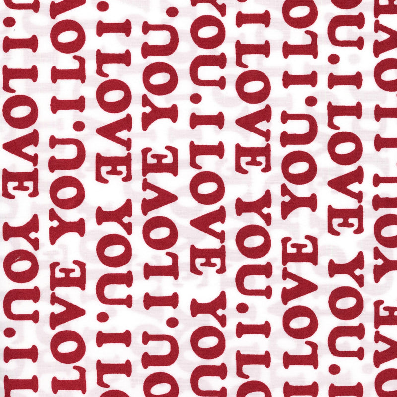 Love Letter Red - Patchwork and Quilting Fabric from Brown's Craft Shed (Tags: Fabric hearts love novelty playful red text typography valentines day white )