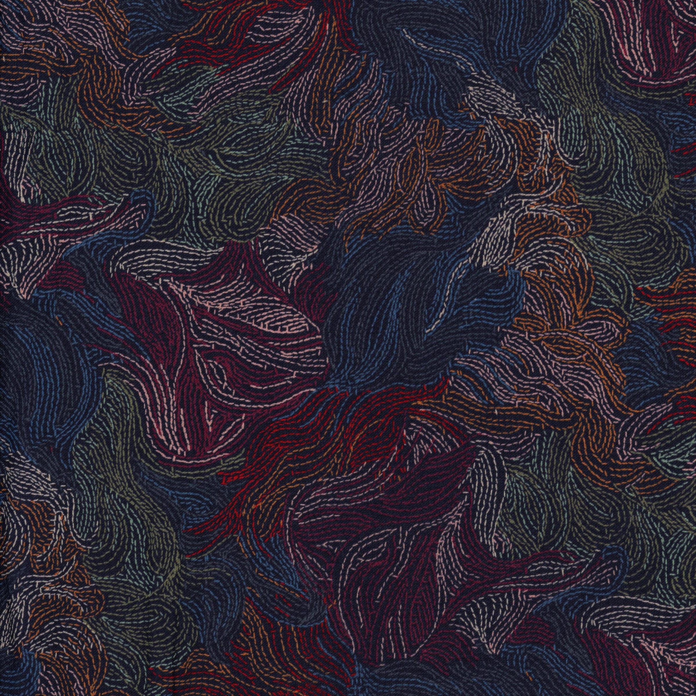 P&B Textiles - A Garden of Stitches Flowing Stitches - Patchwork and Quilting Fabric from Brown's Craft Shed (Tags: Fabric A Garden of Stitches abstract artistic blender blue Flowing Stitches green modern moody navy P&B Textiles red textures )