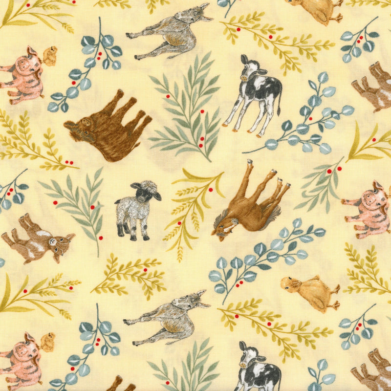 Moda Willows Farm by Deb Strain (Cream) - Patchwork and Quilting Fabric from Brown's Craft Shed (Tags: Fabric animal animals children country cow cream Deb Strain donkey duck farm Floral lamb Moda nature Neutral pig playful quilting rustic Willows Farm )