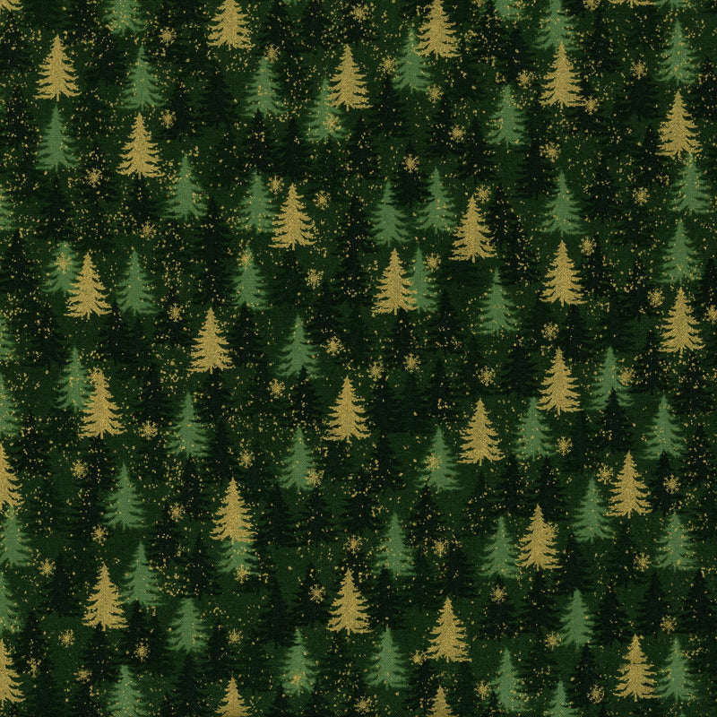 Stof Fabrics We Love Christmas - Evergreen Forest - Patchwork and Quilting Fabric from Brown's Craft Shed (Tags: Fabric christmas festive gold green holiday nature seasonal Stof Fabrics trees )