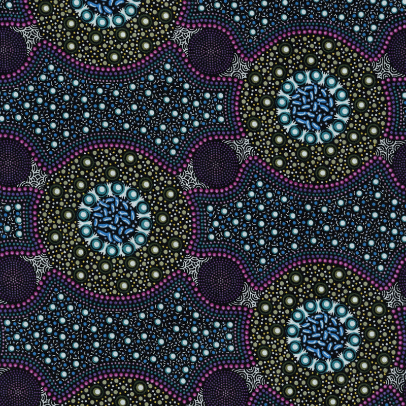 M&S Textiles Marlene Doolan Bush Flowers Purple