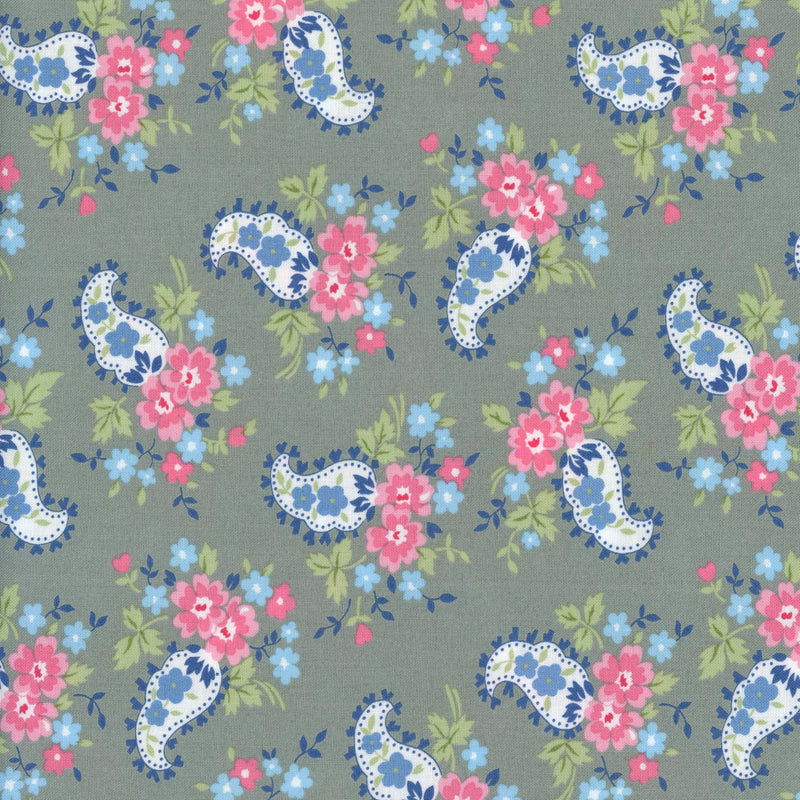 Moda A Cat Named Stitch by Camille Roskelley - Patchwork and Quilting Fabric from Brown's Craft Shed (Tags: Fabric A Cat Named Stitch Camille Roskelley cottagecore Moda Fabrics paisley pink sage green )