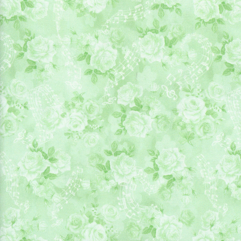 KK Fabrics Spring Songs Fairies - Soft Roses Sage by Michael Miller - Patchwork and Quilting Fabric from Brown's Craft Shed (Tags: Fabric blenders fairy Floral green KK Fabrics Michael Miller nature pastel patchwork quilting romantic roses sage soft textures whimsical )