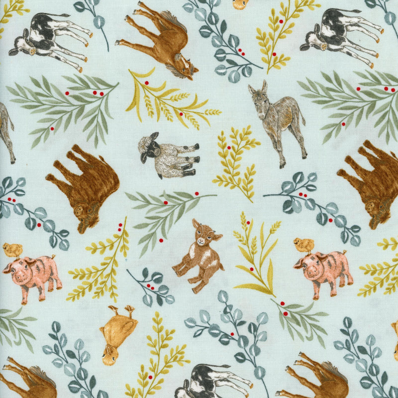 Moda Willows Farm by Deb Strain (Light Blue) - Patchwork and Quilting Fabric from Brown's Craft Shed (Tags: Fabric animal animals blue chick children country cow cream Deb Strain donkey farm animals goat green lamb Moda nature pig playful rustic whimsical Willows Farm )