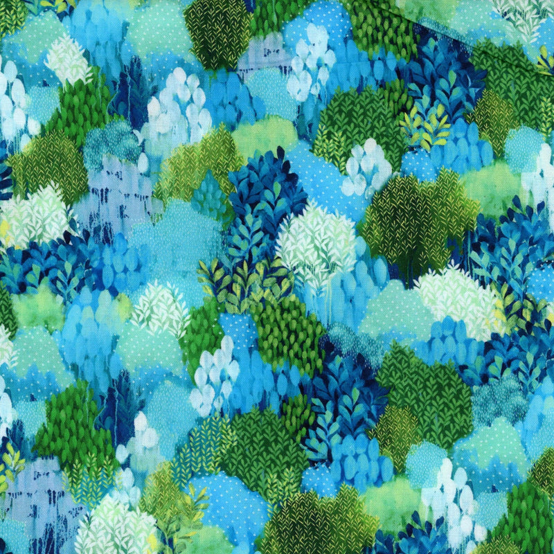 Robert Kaufman Painterly Trees - Patchwork and Quilting Fabric from Brown's Craft Shed (Tags: Fabric blue Floral green )