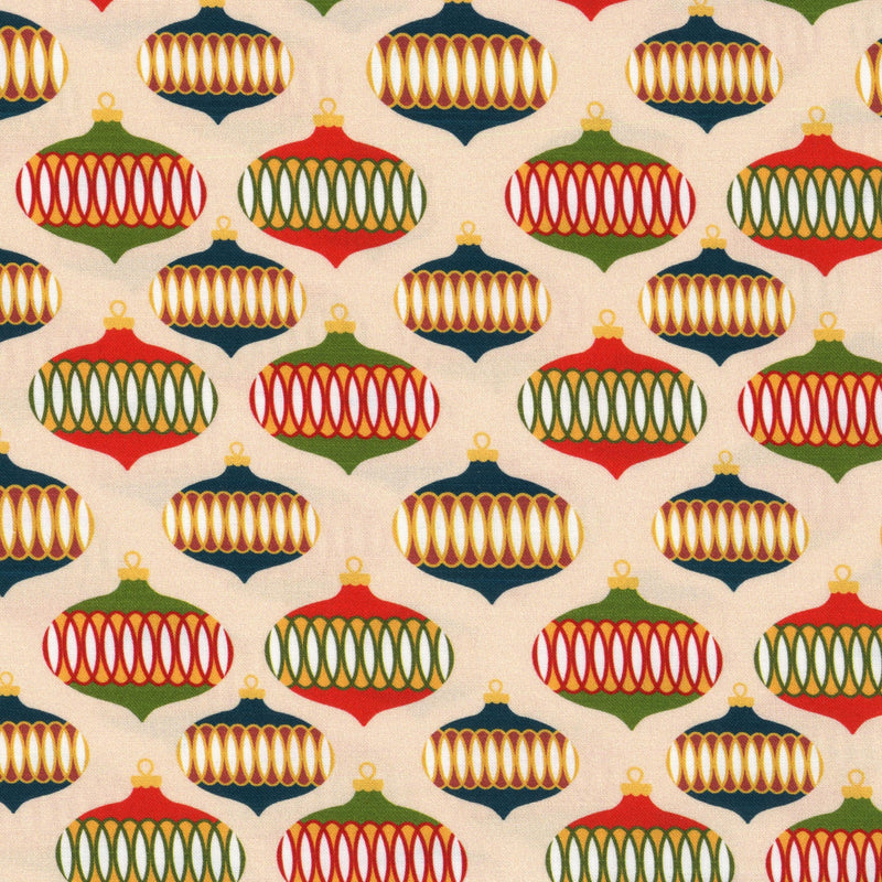Devonstone Collection Dear Santa Christmas Baubles - Patchwork and Quilting Fabric from Brown's Craft Shed (Tags: Fabric baubles christmas cream multi novelty patterns playful )