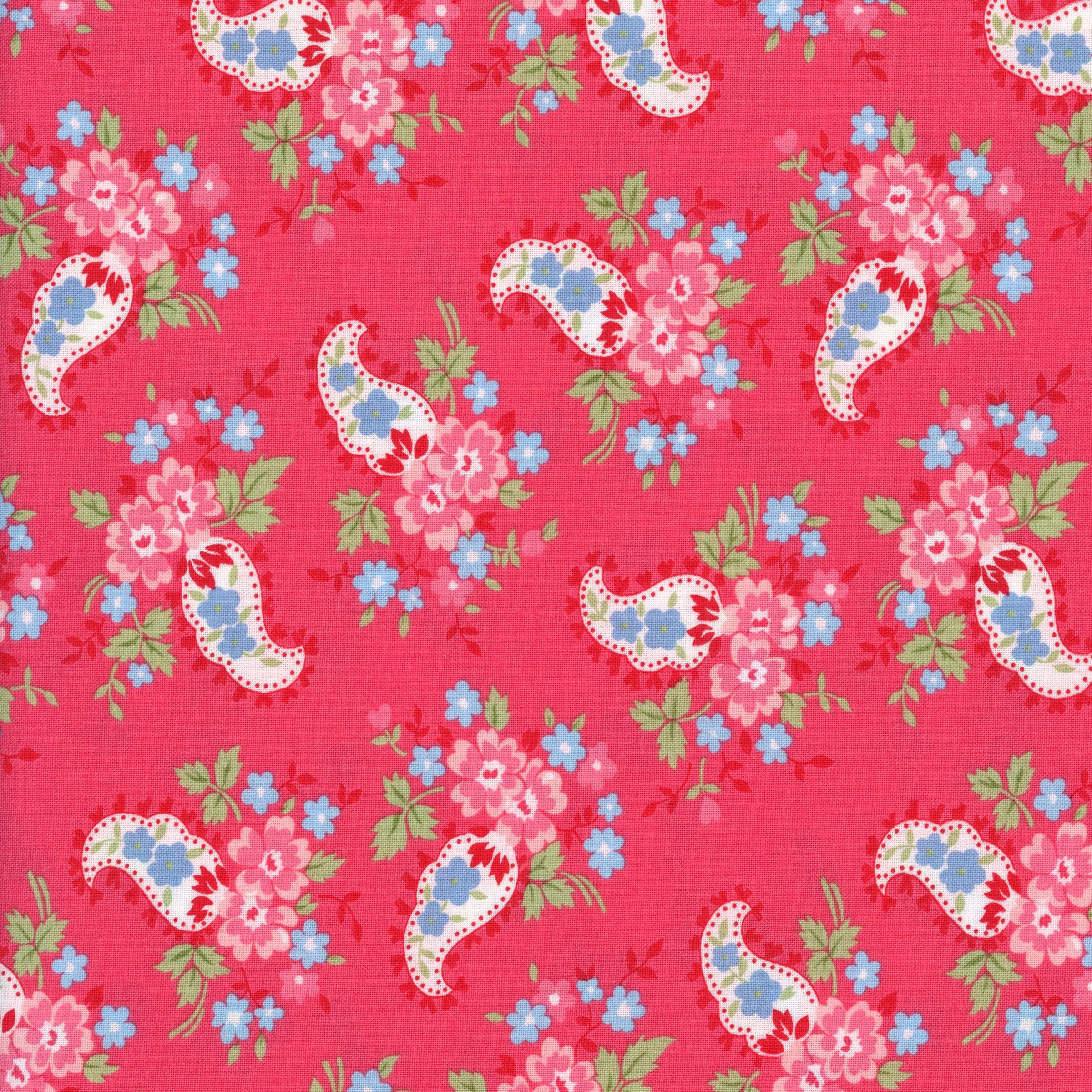 Moda A Cat Named Stitch by Camille Roskelley - Patchwork and Quilting Fabric from Brown's Craft Shed (Tags: Fabric A Cat Named Stitch Camille Roskelley Moda paisley pink )