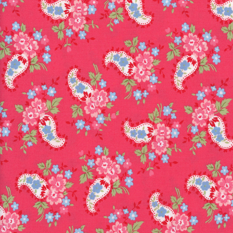 Moda A Cat Named Stitch by Camille Roskelley - Patchwork and Quilting Fabric from Brown's Craft Shed (Tags: Fabric A Cat Named Stitch Camille Roskelley Moda paisley pink )