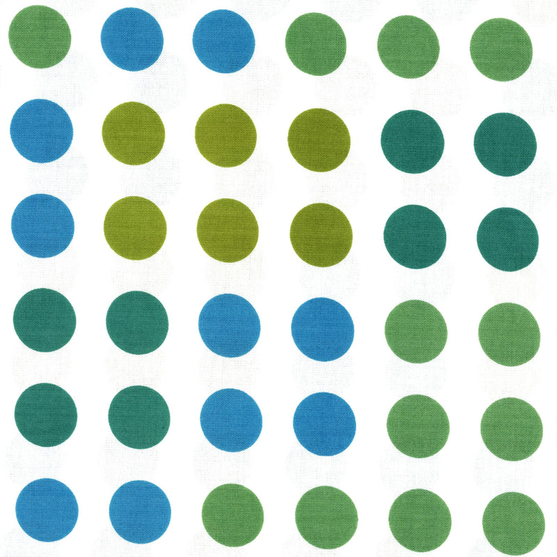 Robert Kaufman - Daisies Dots by Piece O' Cake Designs - Patchwork and Quilting Fabric from Brown's Craft Shed (Tags: Fabric basics blue children green patterns playful polka dots Robert Kaufman Spots teal white )