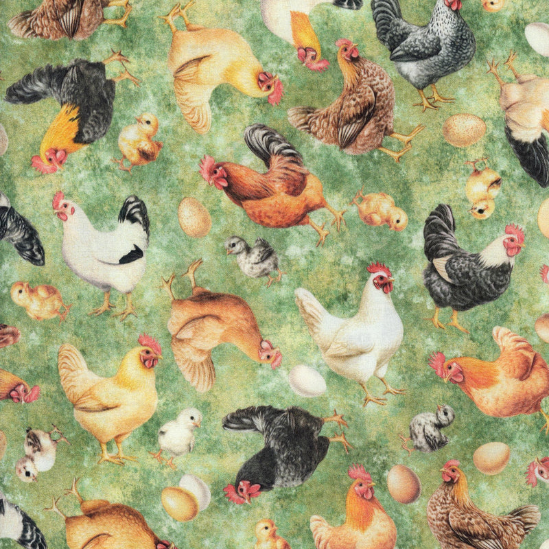QT Fabrics Lil Farmers by Morris Creative Group - Patchwork and Quilting Fabric from Brown's Craft Shed (Tags: Fabric animal animals chickens chicks children cream eggs farm green Lil Farmers Morris Creative Group nature novelty QT Fabrics rooster rustic )