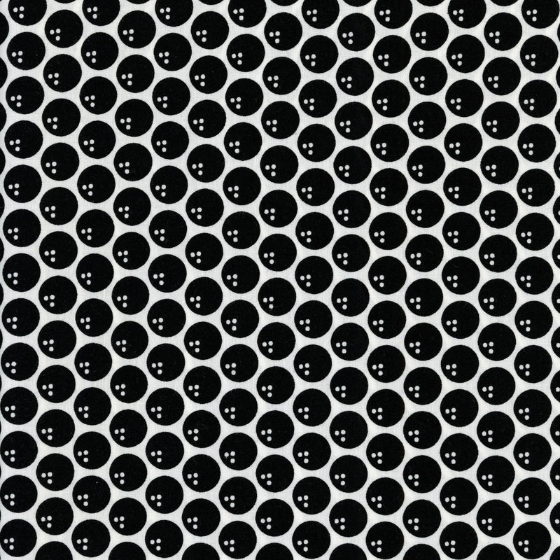 Timeless Treasures Fabric Classic Button Dots – Black & White - Patchwork and Quilting Fabric from Brown's Craft Shed (Tags: Fabric basics blender novelty patterns playful polka dots sewing theme Spots white )