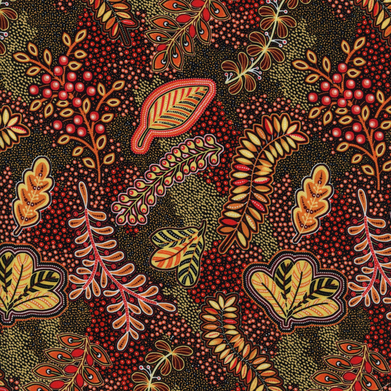 Kenard & Kenard Fabrics Brown Pannotia Leaves - Patchwork and Quilting Fabric from Brown's Craft Shop (Tags: Fabric australiana multi )