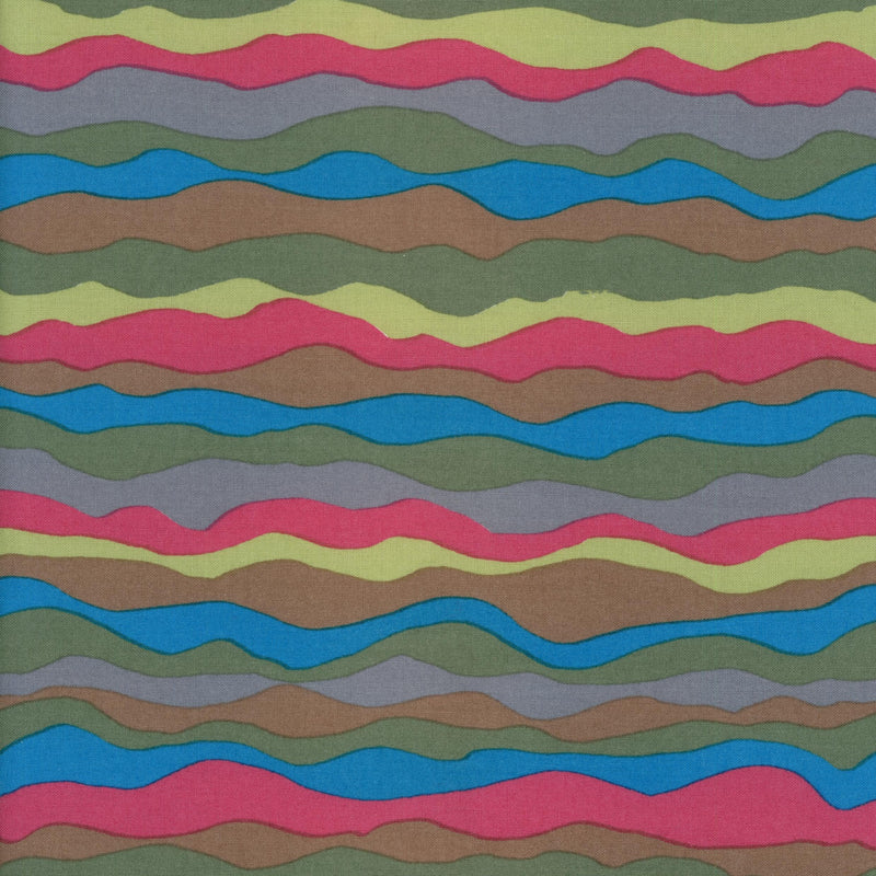 Rowan Fabrics Waves by Brandon Mably - Patchwork and Quilting Fabric from Brown's Craft Shed (Tags: Fabric blue green lines multi ocean patterns pink playful )