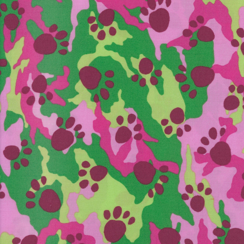 Pawprint Camouflage – Pink/Green - Patchwork and Quilting Fabric from Brown's Craft Shed (Tags: Fabric )