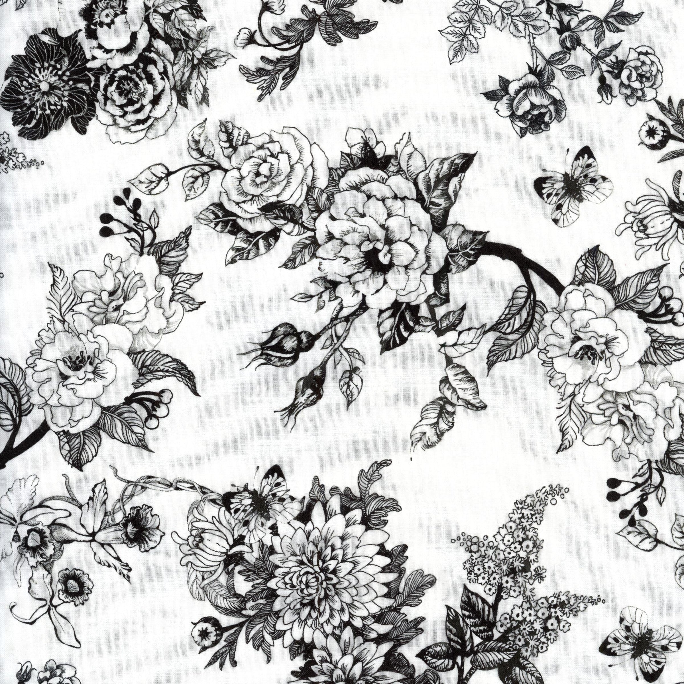In The Beginning Fabrics Decoupage - Patchwork and Quilting Fabric from Brown's Craft Shed (Tags: Fabric Black Decoupage Floral Jason Yenter )