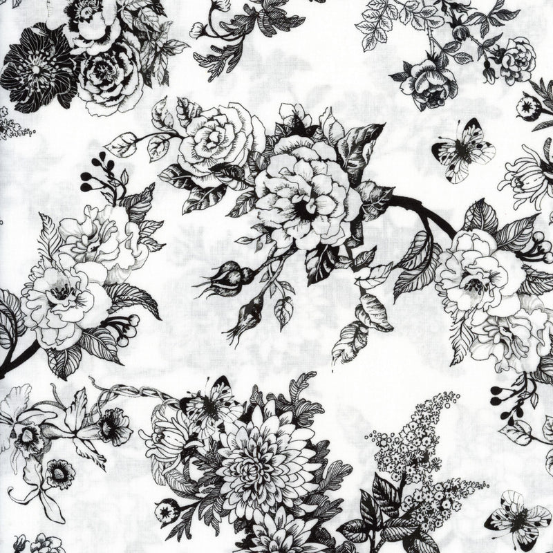 In The Beginning Fabrics Decoupage - Patchwork and Quilting Fabric from Brown's Craft Shed (Tags: Fabric Black Decoupage Floral Jason Yenter )