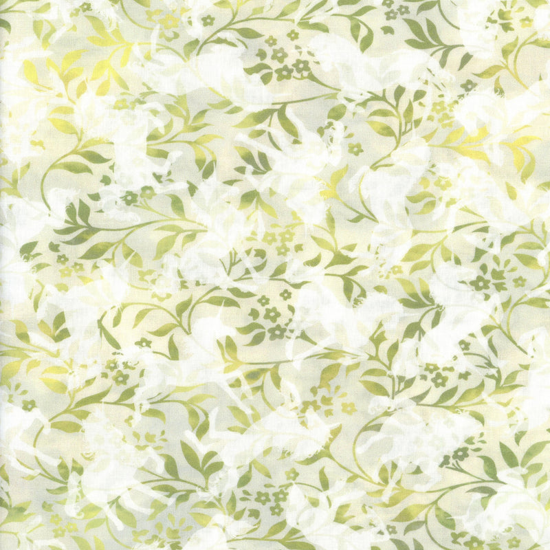 Lloyd Curzon - Unicorns from In The Beginning Fabrics - Patchwork and Quilting Fabric from Brown's Craft Shed (Tags: Fabric animal children enchanted fantasy green Lloyd Curzon magical nature pastel Unicorns vines whimsical white )