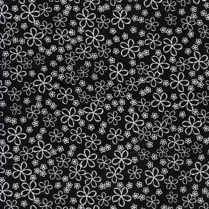 Sew Easy Black & White - Frangipani (Black) - Patchwork and Quilting Fabric from Brown's Craft Shed (Tags: Fabric basics Black blender Floral flowers frangipani garden patterns whimsical white )