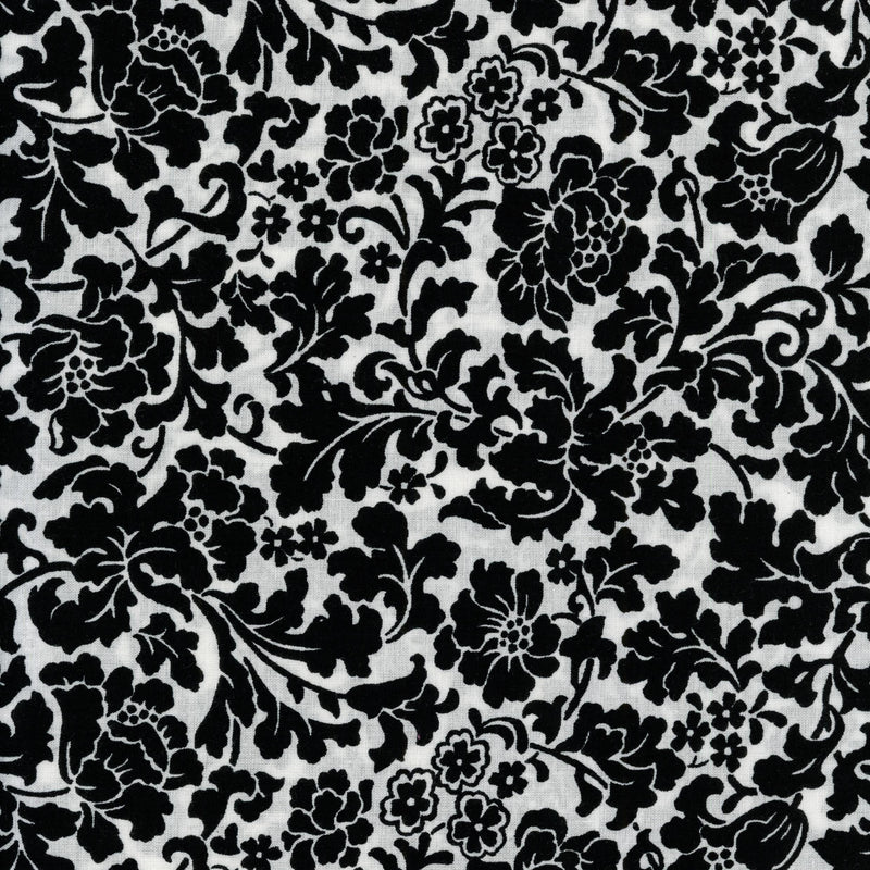 Sullivans Joann Ebony Garden Damask - Patchwork and Quilting Fabric from Brown's Craft Shed (Tags: Fabric Black classic damask elegant patterns vines vintage white )