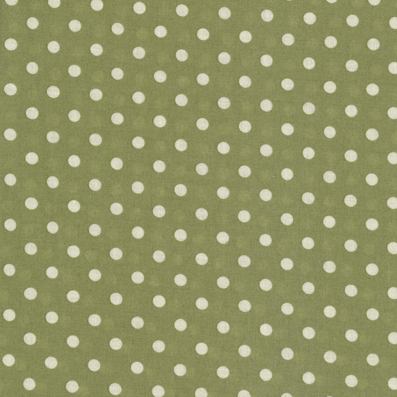 Yuwa Live Life Collection - Olive Dot Delight - Patchwork and Quilting Fabric from Brown's Craft Shed (Tags: Fabric basics blender green Live Life Collection olive olive green polka dots Spots Yuwa )