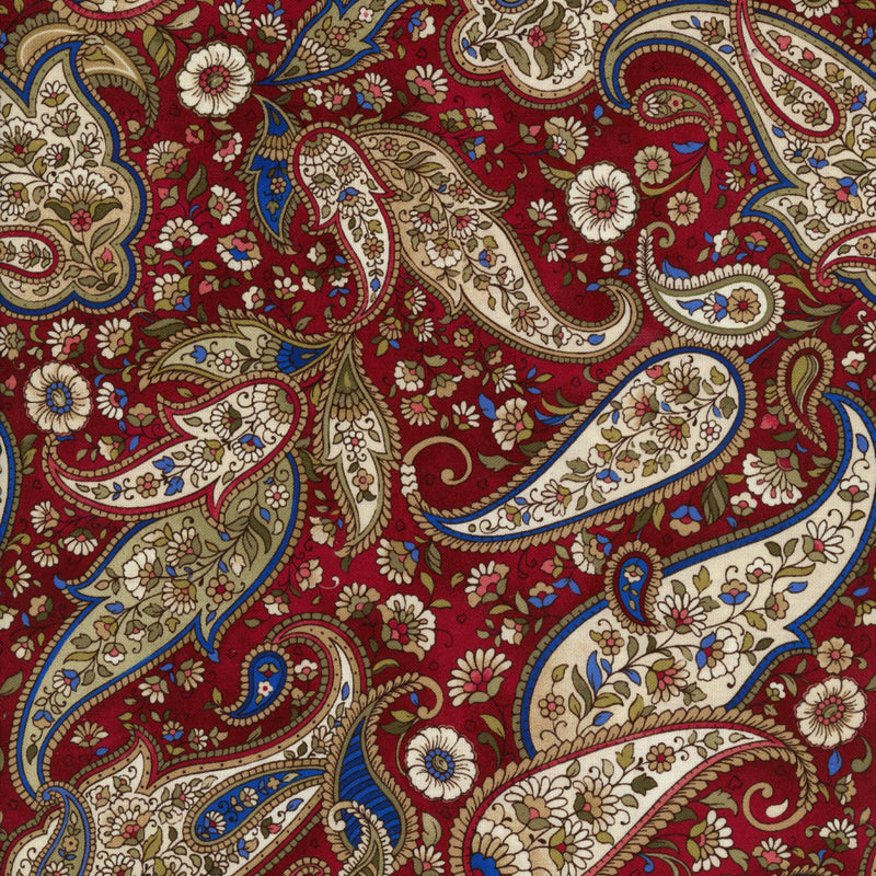 Master Cotton Paisley Story - Patchwork and Quilting Fabric from Brown's Craft Shed (Tags: Fabric Floral maroon paisley )