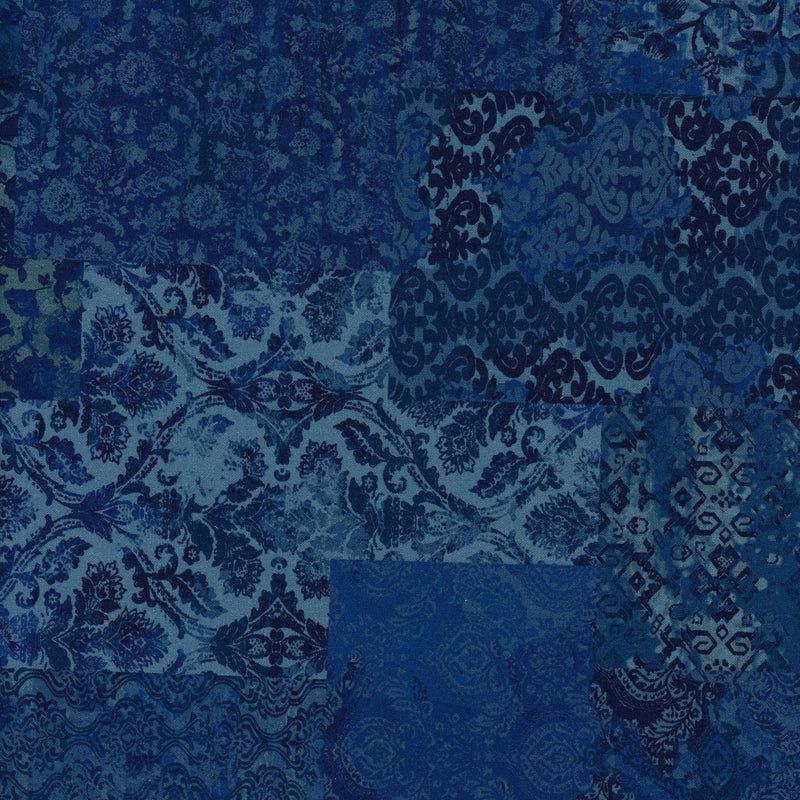 In The Beginning Fabrics - Carpet Bag Romance by Jason Yenter - Patchwork and Quilting Fabric from Brown's Craft Shed (Tags: Fabric blender blue Carpet Bag Romance damask Geometric indigo Jason Yenter moody navy ornate patchwork textures vintage )
