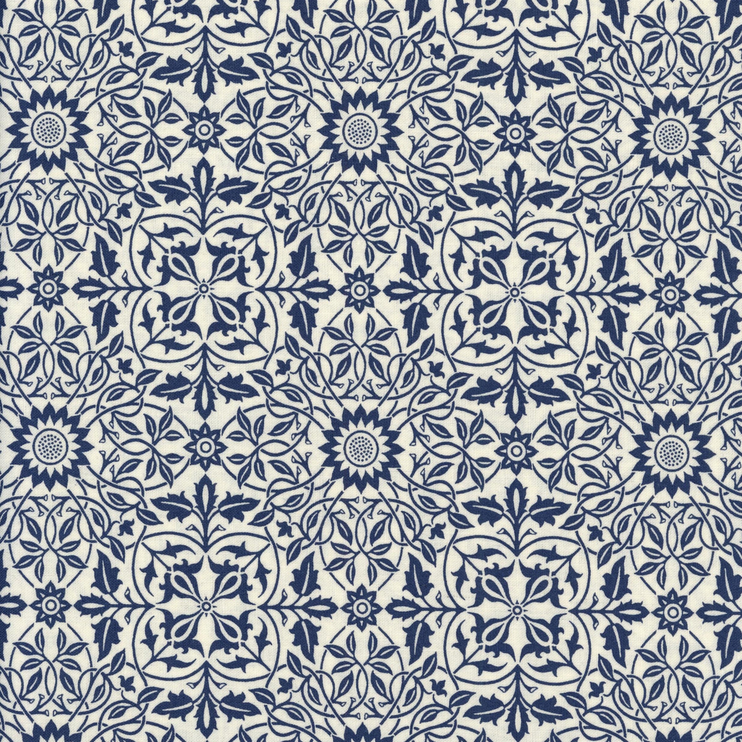Free Spirit Fabrics: Buttermere by Morris & Co - Patchwork and Quilting Fabric from Brown's Craft Shed (Tags: Fabric blue Buttermere classic cream elegant Free Spirit Fabrics heritage indigo Morris & Co nature tile traditional vines )