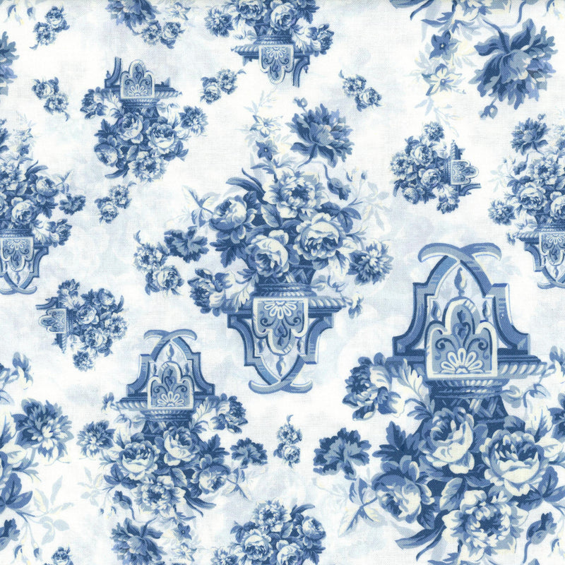 Blank Quilting Corporation Flowers in Vases - English Blue & White - Patchwork and Quilting Fabric from Brown's Craft Shed (Tags: Fabric classic Floral nature patterns toile vase white )