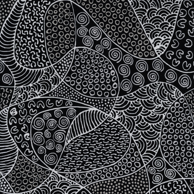 M&S Textiles Bush Coconut Dreaming (Black) by Audrey Martin - Patchwork and Quilting Fabric from Brown's Craft Shed (Tags: Fabric dots M&S Textiles nature patterns swirls textures )