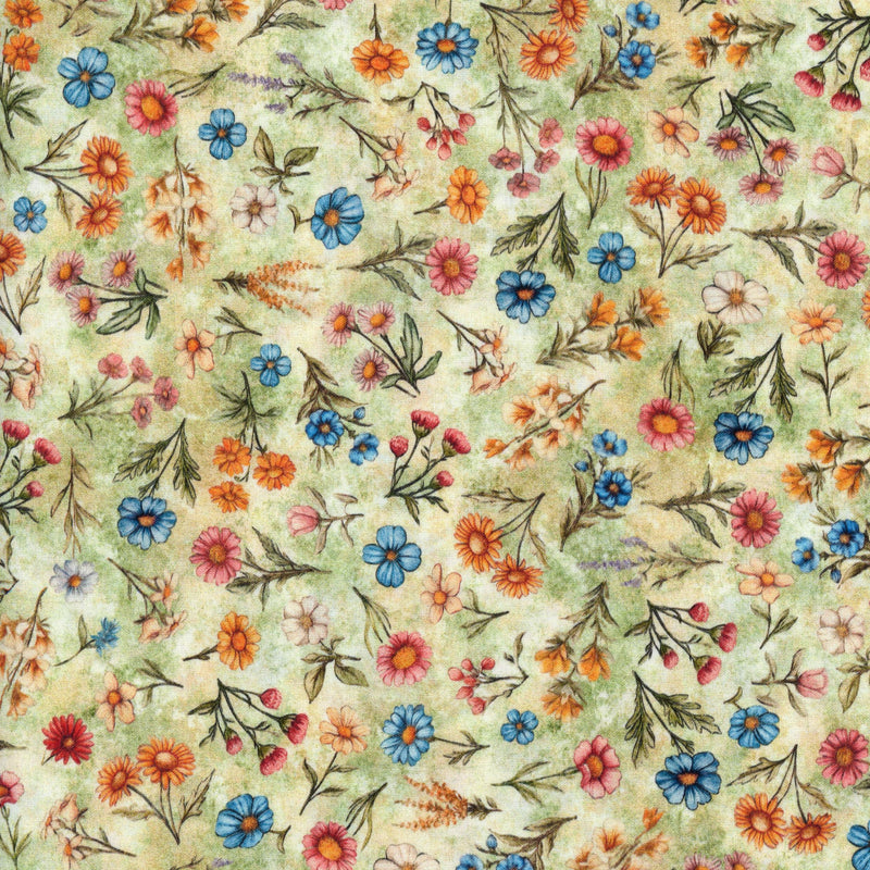 QT Fabrics Lil Farmers by Morris Creative Group - Patchwork and Quilting Fabric from Brown's Craft Shed (Tags: Fabric blue country Floral flowers garden green Lil Farmers meadow Morris Creative Group nature orange pastel pink QT Fabrics whimsical )