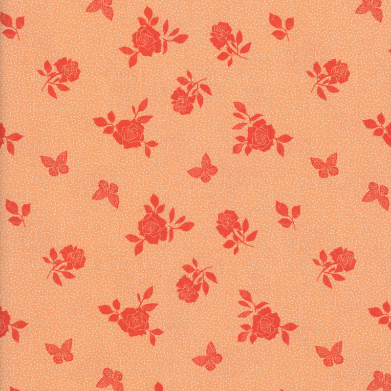 Moda Fabrics - Garden Society - Patchwork and Quilting Fabric from Brown's Craft Shed (Tags: Fabric butterfly craft fabric dotted feminine Garden Society Moda Fabrics patchwork quilting cotton red romantic Rose Flutter roses whimsical )