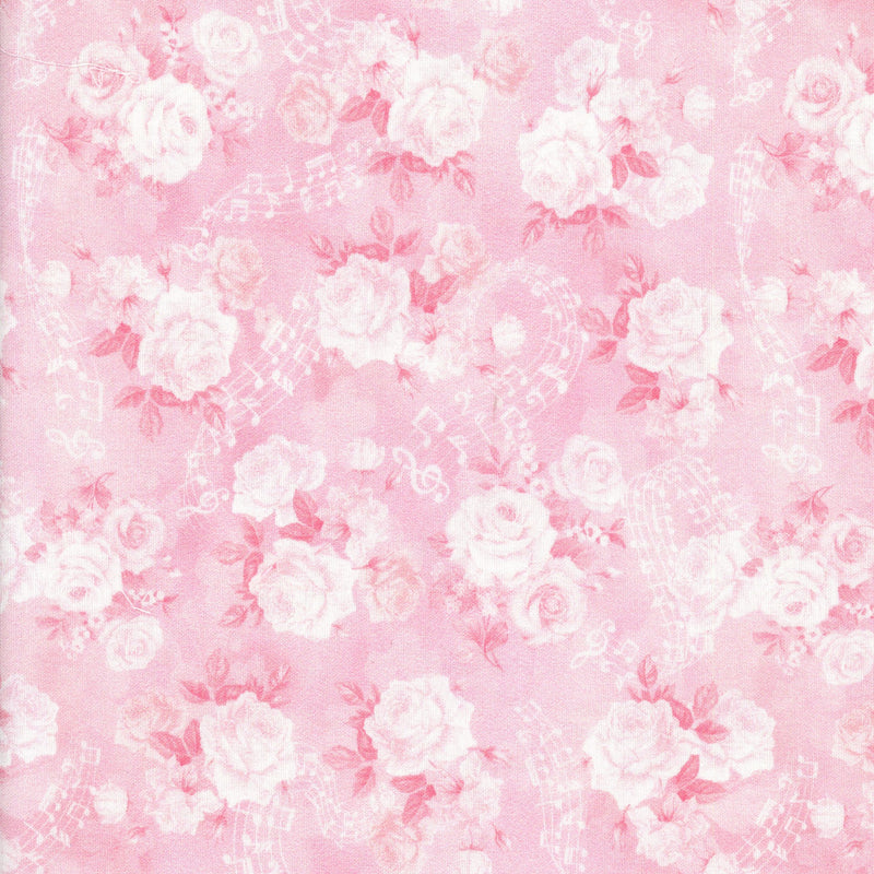 KK Fabrics Spring Songs Fairies - Soft Roses Pink by Michael Miller - Patchwork and Quilting Fabric from Brown's Craft Shed (Tags: Fabric background blenders children craft fairy Floral Michael Miller patchwork pink quilting romantic roses soft pink whimsical white )