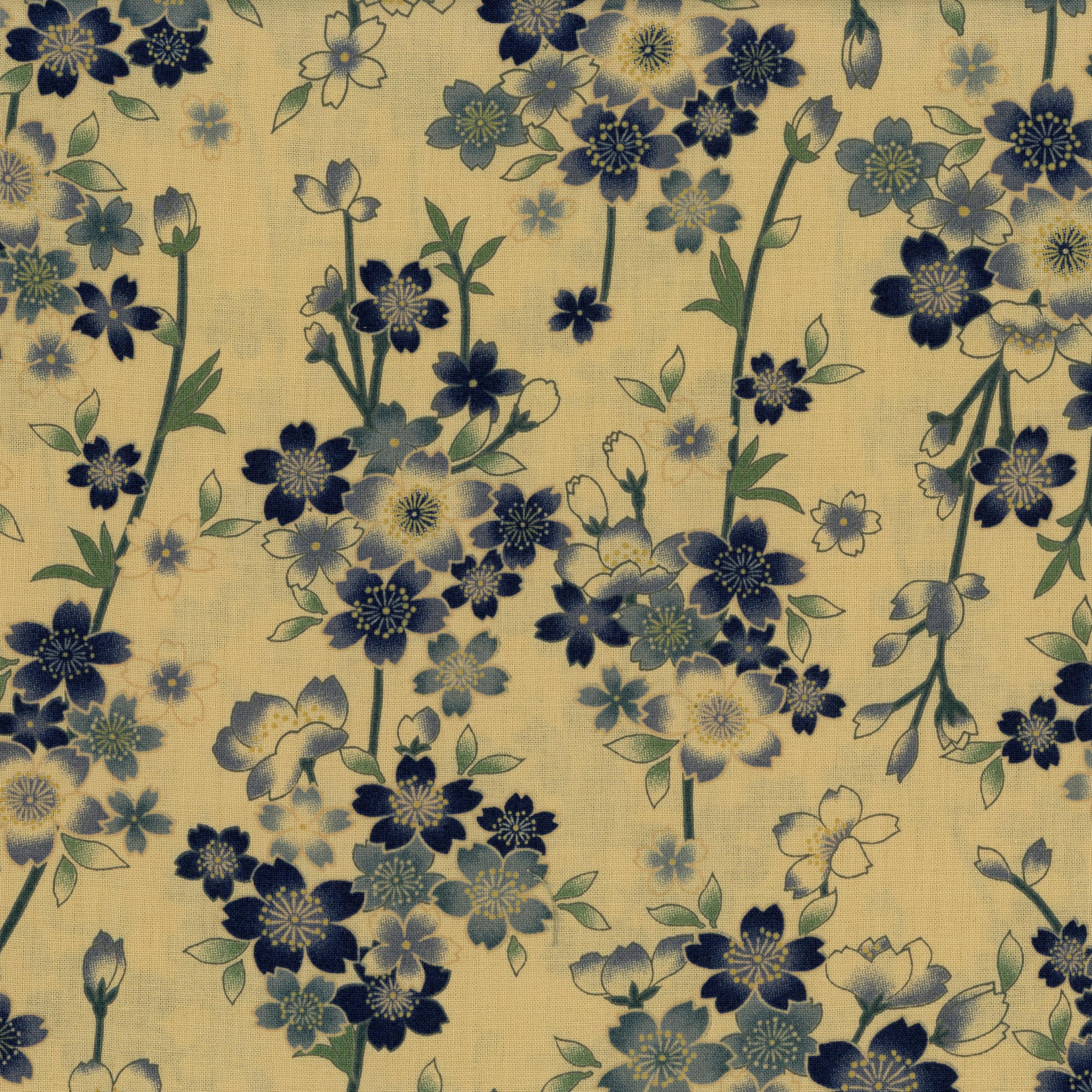 Nutex Akan - Patchwork and Quilting Fabric from Brown's Craft Shed (Tags: Fabric Akan blue botanical classic cream elegant Floral flowers garden green nature Nutex vintage-inspired )